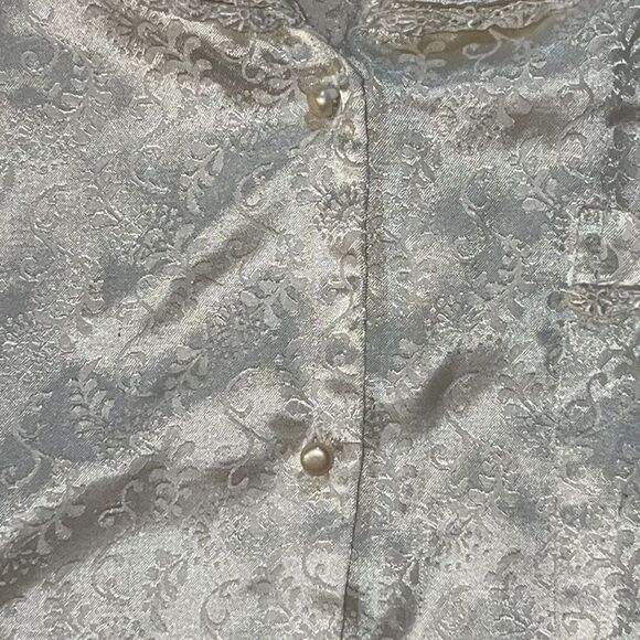 Vintage Character Matching Ivory Pajama Set Long Sleeve Button Down With Pants S - Picture 4 of 16